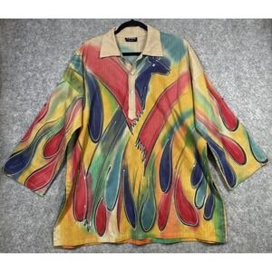 Dilemma New York Tunic Top Womens One Size Multicolor Art To Wear Lagenlook Silk